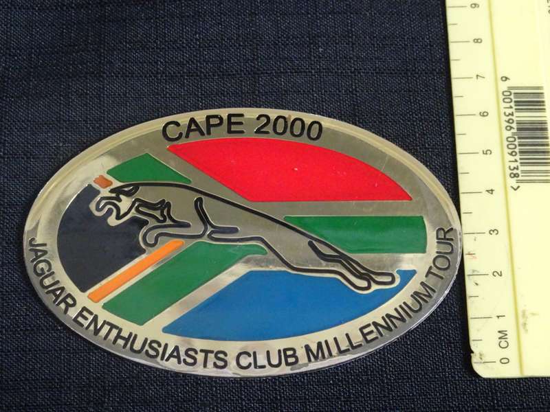 Jaguar Enthusiasts Club Millennium Tour Cape 2000 Car Badge (H - 6.5cm / B - 10cm)  See Descripton