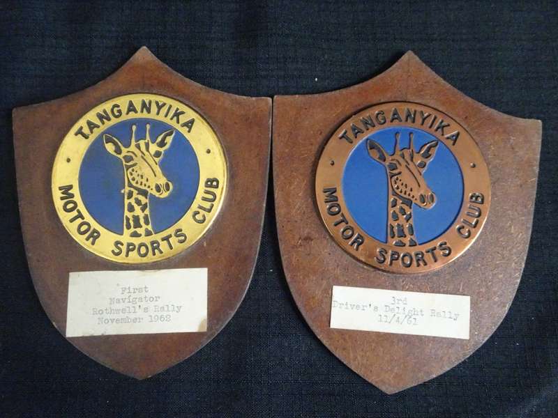 Seven Tanganyika Motor Sports Club Badges And Plagues (H - 16cm / B - 12.5cm)