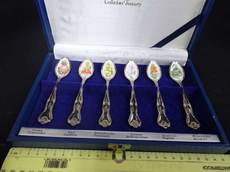 Stunning Set Of South African Wildflower Tea Spoon Collection See Description
