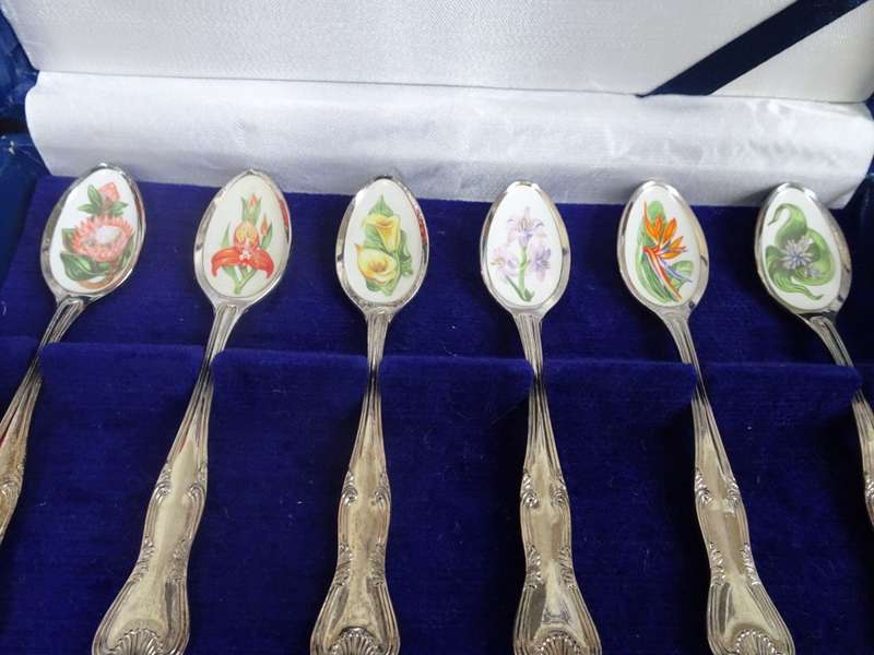 Stunning Set Of South African Wildflower Tea Spoon Collection See Description