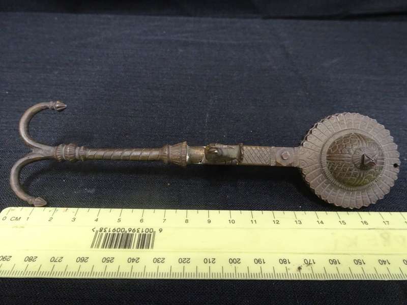Antique Brass KAJAL DANI Kohl Holder with Mirror and Kohl pots - Peacock Motif
