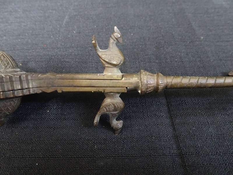 Antique Brass KAJAL DANI Kohl Holder with Mirror and Kohl pots - Peacock Motif