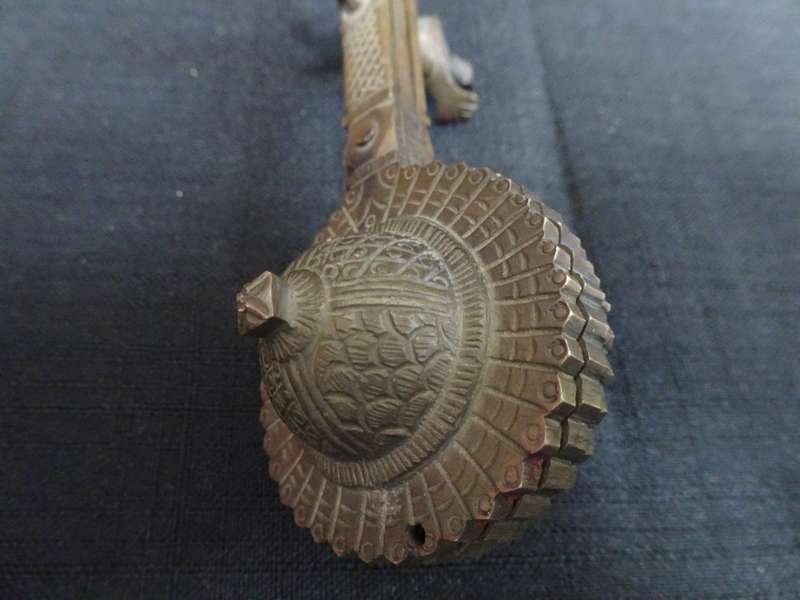 Antique Brass KAJAL DANI Kohl Holder with Mirror and Kohl pots - Peacock Motif