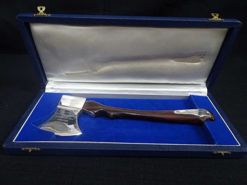 Beautiful Silver Hallmarked Presentation Axe For The Launching Of MS `SA Hexrivier`(See Description)
