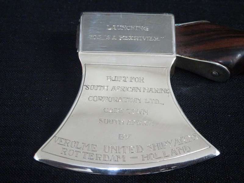 Beautiful Silver Hallmarked Presentation Axe For The Launching Of MS `SA Hexrivier`(See Description)