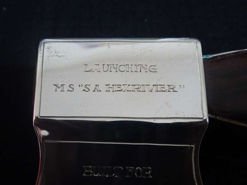 Beautiful Silver Hallmarked Presentation Axe For The Launching Of MS `SA Hexrivier`(See Description)
