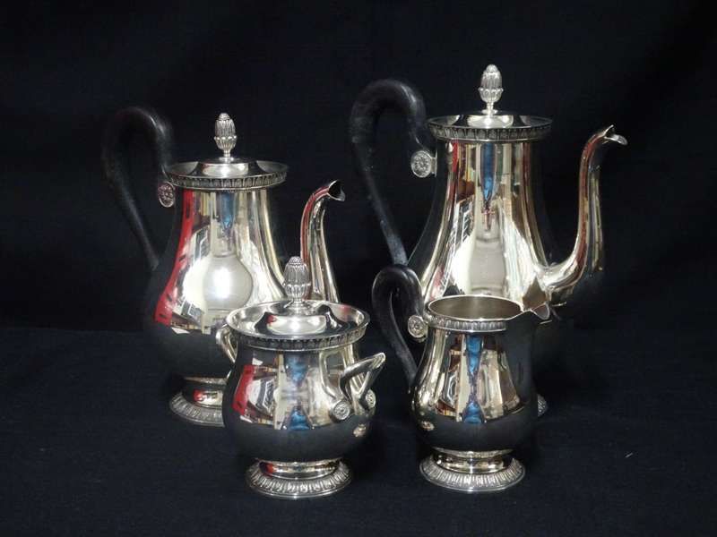 Stunning Silver Plated Christofle `Malmaison` Tea And Coffee Set In Excellent Condition