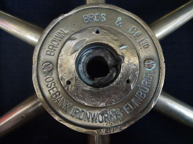 Stunning Vintage Brown Bros. & Co. Rosebank Ironworks Edinburgh Ships Wheel