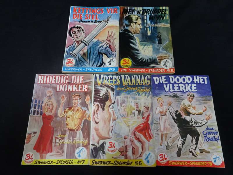 Vyf Vintage 1950`s Die Swerwer - Speurder Slap Hand Boekies (Sien Beskrywing)