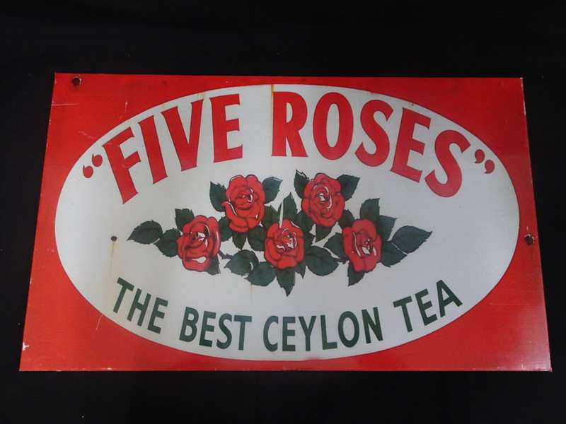 Reproduction `Five Roses` The Best Ceylon Tea Tin Sign (See My Description)