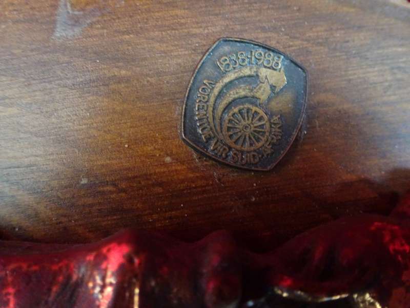 Vintage Copper Art 3D Western Covered Wagon Picture On Carved Wood (See My Description)