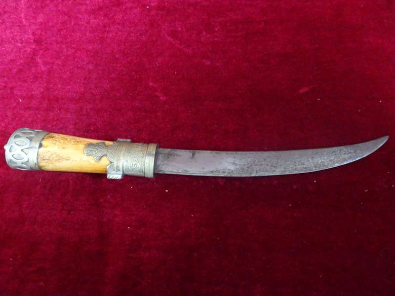 Vintage Morocco Style Dagger In Metal And Bone Sheath With Stunning Decorations In Excellent Cond.