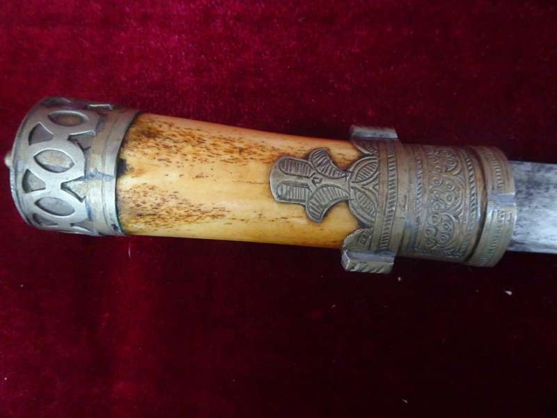 Vintage Morocco Style Dagger In Metal And Bone Sheath With Stunning Decorations In Excellent Cond.