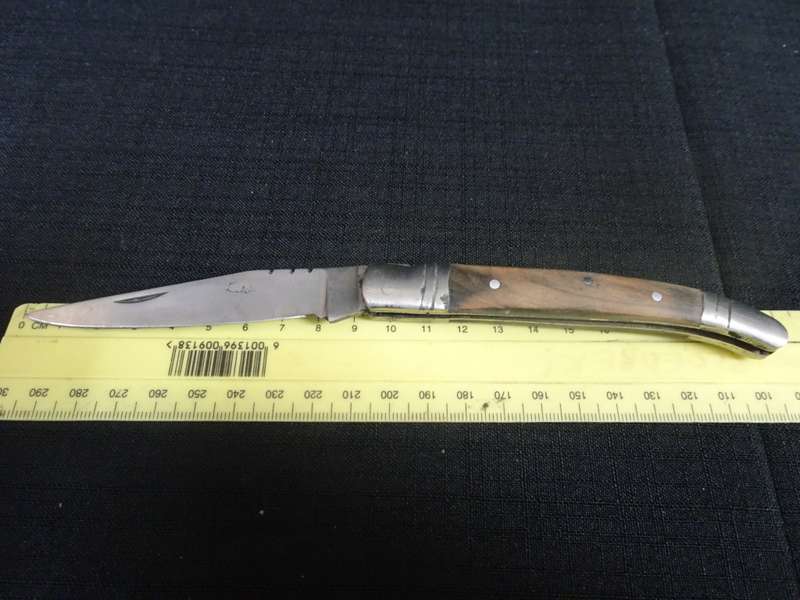Vintage Laguiole Folding Pocket Knife With Wooden Handle - Name On Blade Not Very Clear