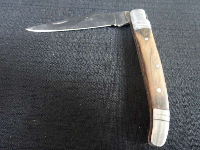 Vintage Laguiole Folding Pocket Knife With Wooden Handle - Name On Blade Not Very Clear