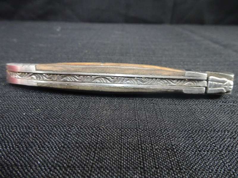 Vintage Laguiole Folding Pocket Knife With Wooden Handle - Name On Blade Not Very Clear