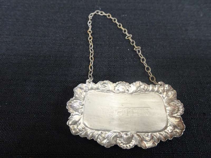 Vintage Sterling Silver London 1972-73 Hallmarked Whiskey Decanter Label - 10.4 Grams