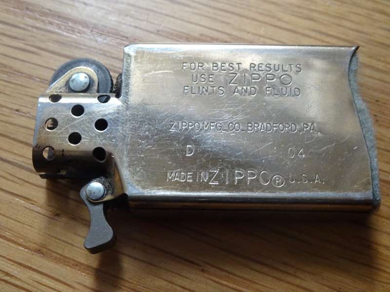 Vintage Solid Brass Zippo Pocket Lighter J 04 Bradford PA Made in USA - See Description