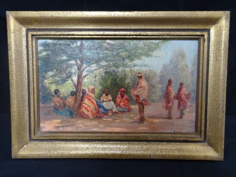 Stunning Vintage Oil On Board African Sceen By S. Edward Artist - See My Description