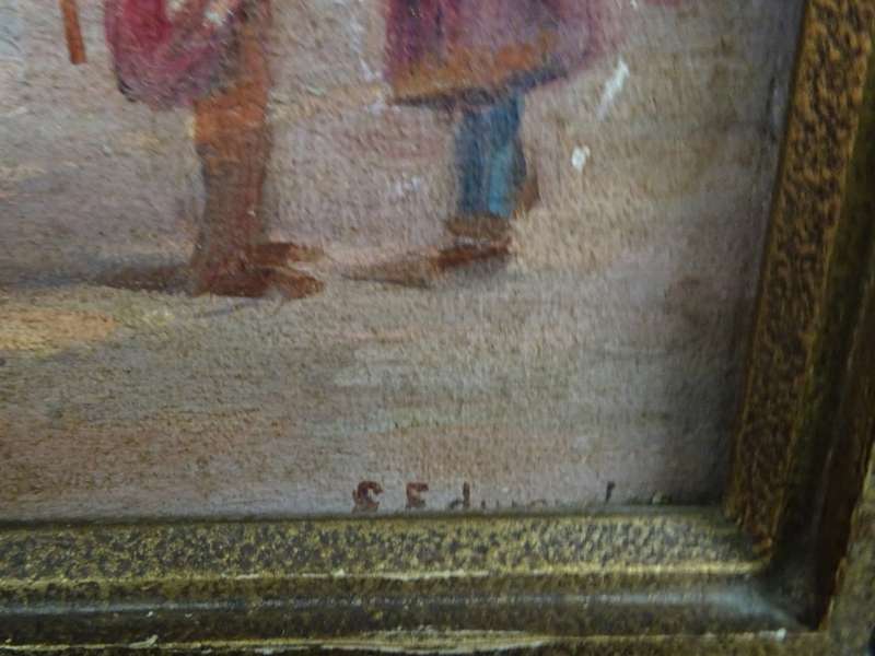 Stunning Vintage Oil On Board African Sceen By S. Edward Artist - See My Description