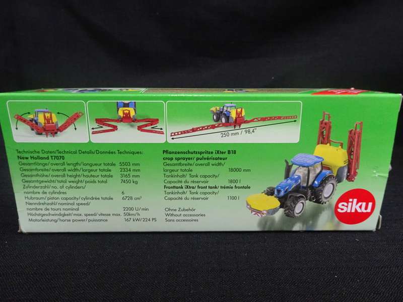 1799 Siku Mini New Holland Tractor with Crop Sprayer - 1:87 Scale - Metal With Plastic Parts