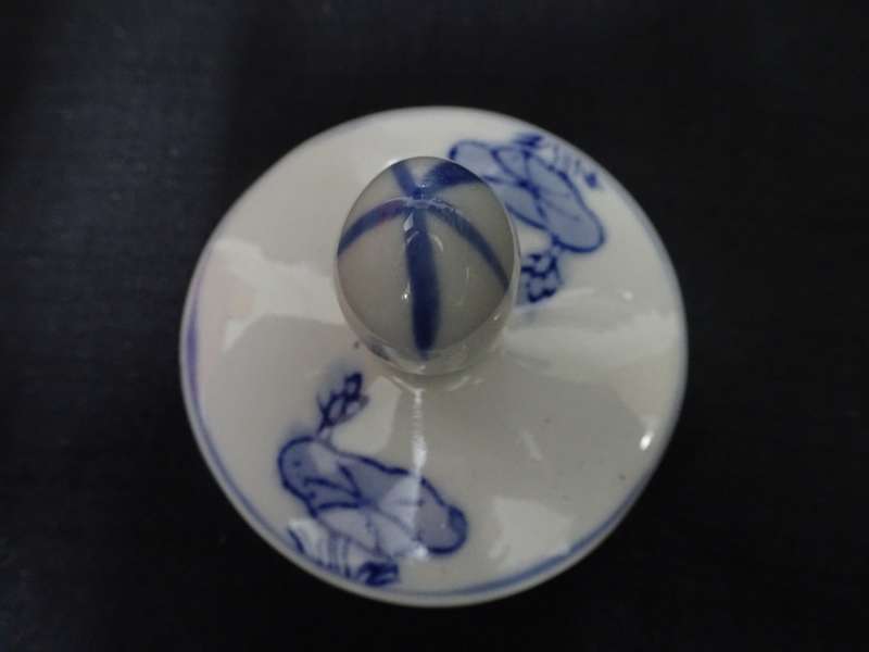 Rare Water Lilies Hand Painted Large Porcelain Jar With Lid-Blue and White Series-Made In China