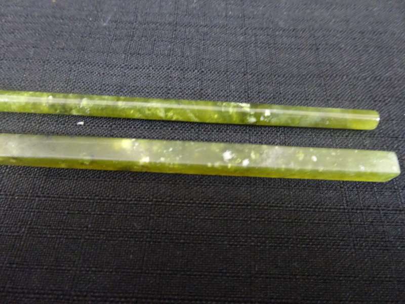 Lovely Set Of Natural Jade Hand Carved Chinese Chopsticks - In Excellent Condition