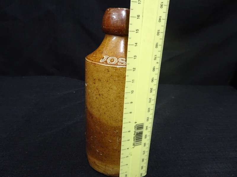 Antique Salt-Glazed Ginger Beer Bottle For Josiah Russell - See Description