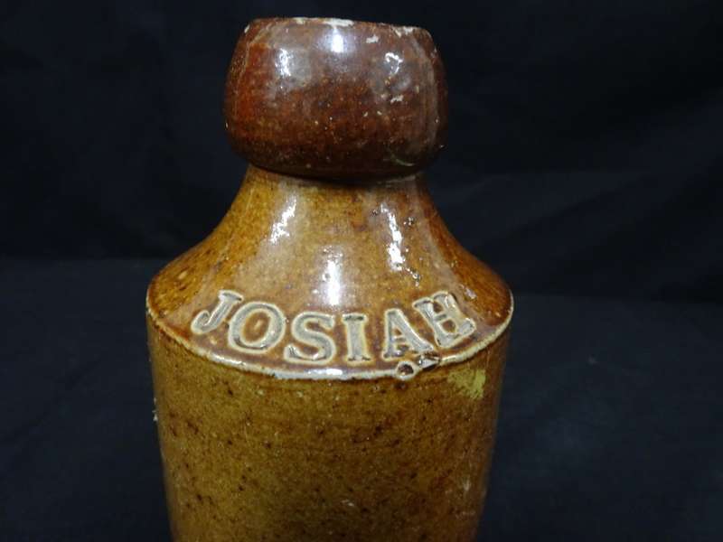 Antique Salt-Glazed Ginger Beer Bottle For Josiah Russell - See Description