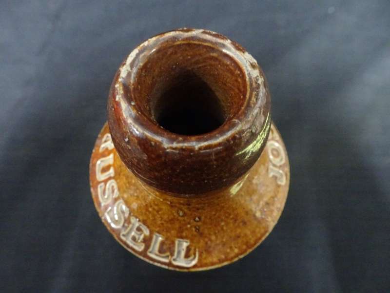 Antique Salt-Glazed Ginger Beer Bottle For Josiah Russell - See Description