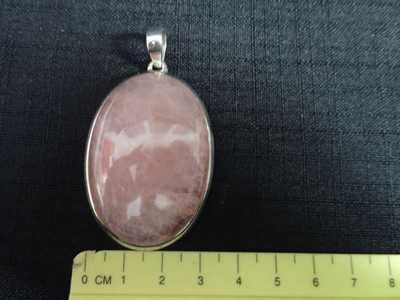 Superb and Chunky Sterling Silver And Rose Quartz Pendant 30.3g Alternative January Birthstone