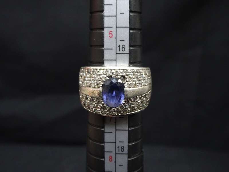 Beautiful Sterling Silver Blue Sapphire Ring - 9.7 Grams - Clearly Marked 925 - One Stone Missing