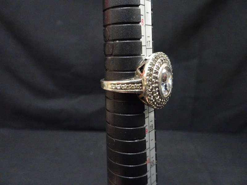 Lovely Sterling Silver Double Halo Engagement Ring - 5.8 Gram - Clearly Marked 925