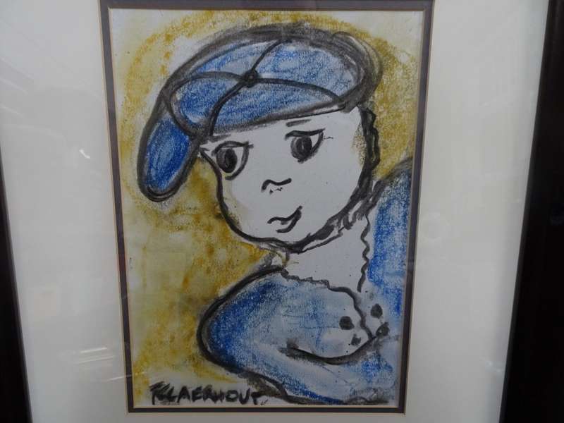 Frans Claerhout (SA 1919 - 2006) Mixed Media "Boy With Blue Cap" - Framed - In Excellent Condition