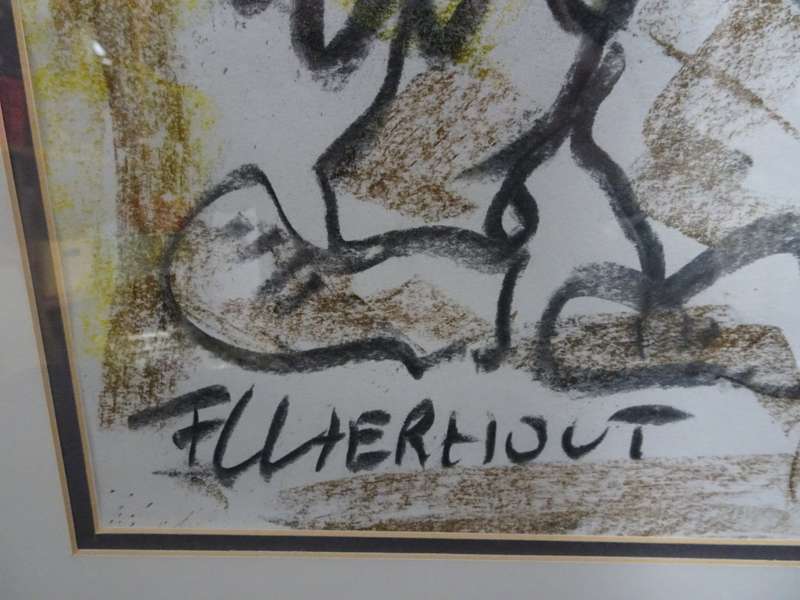Frans Claerhout (SA 1919 - 2006) Mixed Media "Boy With Giant Sunflower" - Framed - See Description