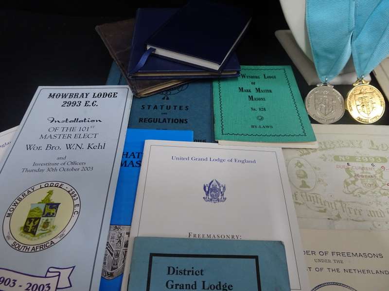 Large Collection Of Masonic Medals, Booklets, Pins And Other Collectables - Please View Images