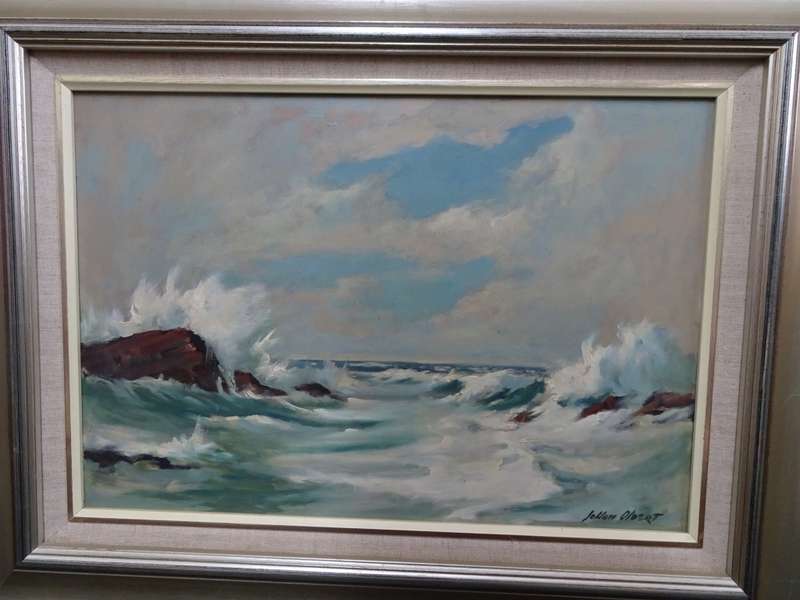 Beautiful Oil On Board "Sea Scene Plettenberg Bay" By Johan Oldert South African | 1912 - 1984