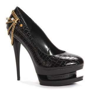 R780*** Kvoll 14cm red wine/black Crocodile grain shoes