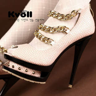 R890*** Kvoll black/pink/khaki Chain women high heels