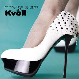R550**** Kvoll 14cm white/black women gorgeous high heels