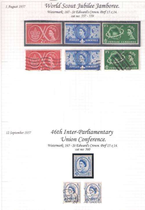 GREAT BRITAIN WRITTEN SELECTION QEII 1957-65 AS LISTED BELOW. NICE LOT.