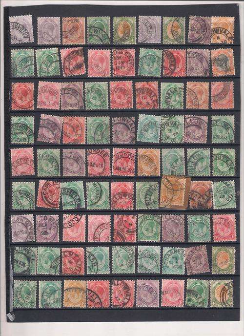 UNION OF SA 1913 KING HEAD SELECTION OF USED STAMPS. TWO SCANS