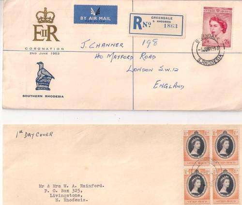 SOUTHERN & NORTHERN RHODESIA FDC'S.9 OFF. AVERAGE CONDITION. SELLING AS IS.