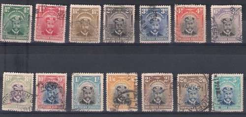S/RHODESIA.1924 KGV DEF ISSUE SET. USED.SACC 1-14. CONDITION AS PER SCAN. SELLING AS IS. CV R5332.