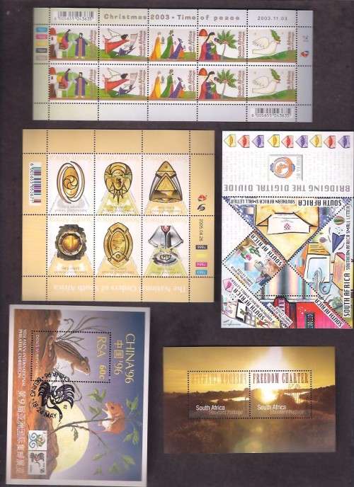 SOUTH AFRICA. SELECTION OF MINI SHEETS.U/M/MINT. (4 SCANS). GOOD FACE & CV VALUE.