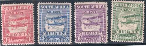 UNION OF SA. 1925 1ST AIRMAIL SET. SACC 25-28. M/MINT. GOOD VALUE.