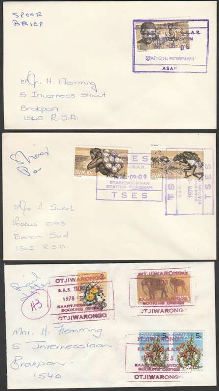 SELECTION OF S.W.A. RAIL LETTERS/SPOOR BRIEF AS PER SCANS. LOVELY ITEMS.