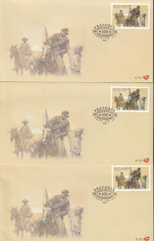 RSA 1999 COMMEMORATION OF ANGLO-BOER WAR. SELECTION OF DATE STAMP CARDS, BOOKLET, FDCS ETC.
