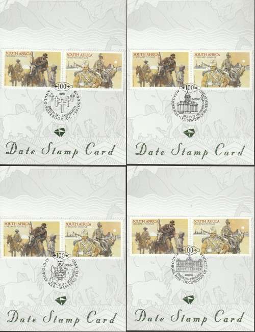 RSA 1999 COMMEMORATION OF ANGLO-BOER WAR. SELECTION OF DATE STAMP CARDS, BOOKLET, FDCS ETC.