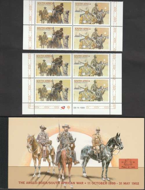 RSA 1999 COMMEMORATION OF ANGLO-BOER WAR. SELECTION OF DATE STAMP CARDS, BOOKLET, FDCS ETC.